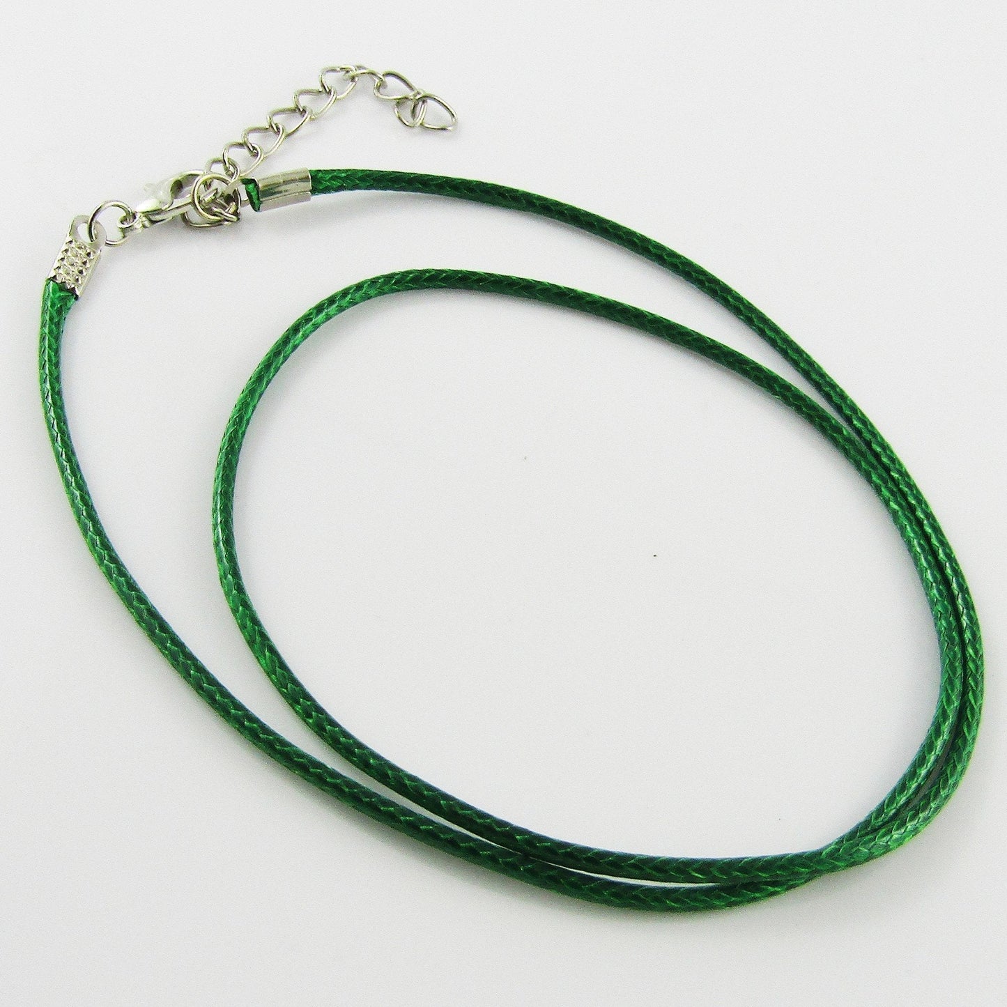 Bulk Pack 10pcs 2mm Green Cord Necklace 44cm with 5cm Extender
