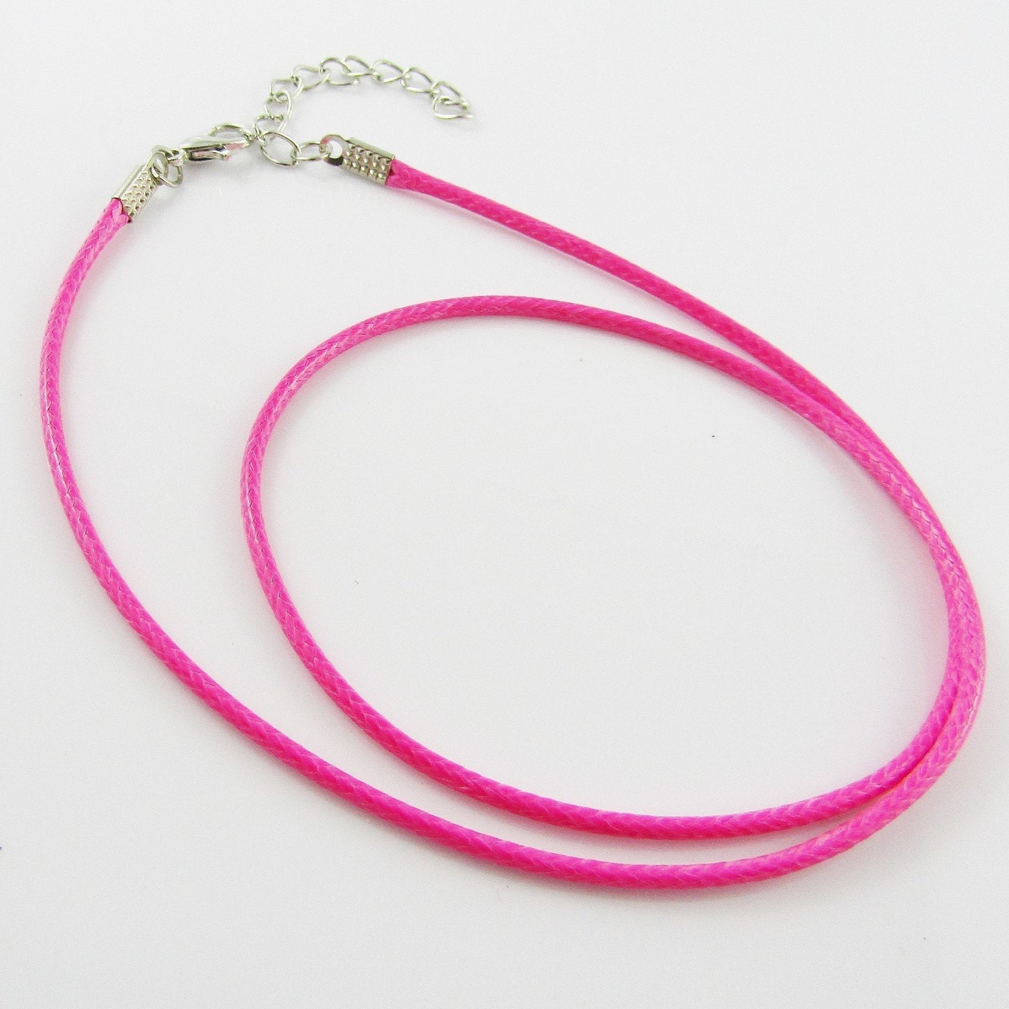 Bulk Pack 10pcs 2mm Hot Pink Cord Necklace 44cm with 5cm Extender