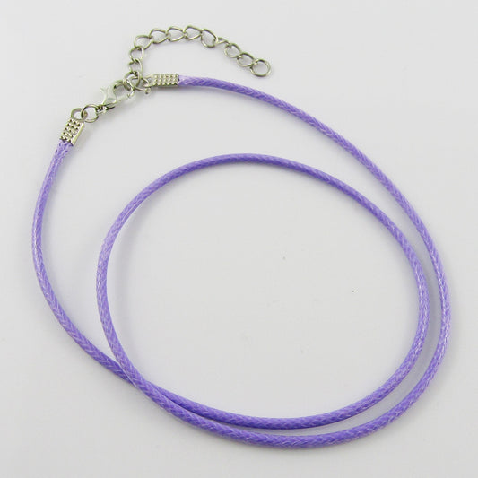 Bulk Pack 10pcs 2mm Lilac Cord Necklace 44cm with 5cm Extender