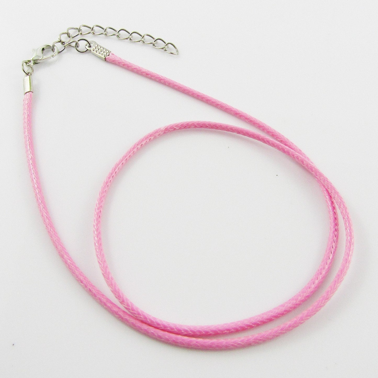 Bulk Pack 10pcs 2mm Pink Cord Necklace 44cm with 5cm Extender