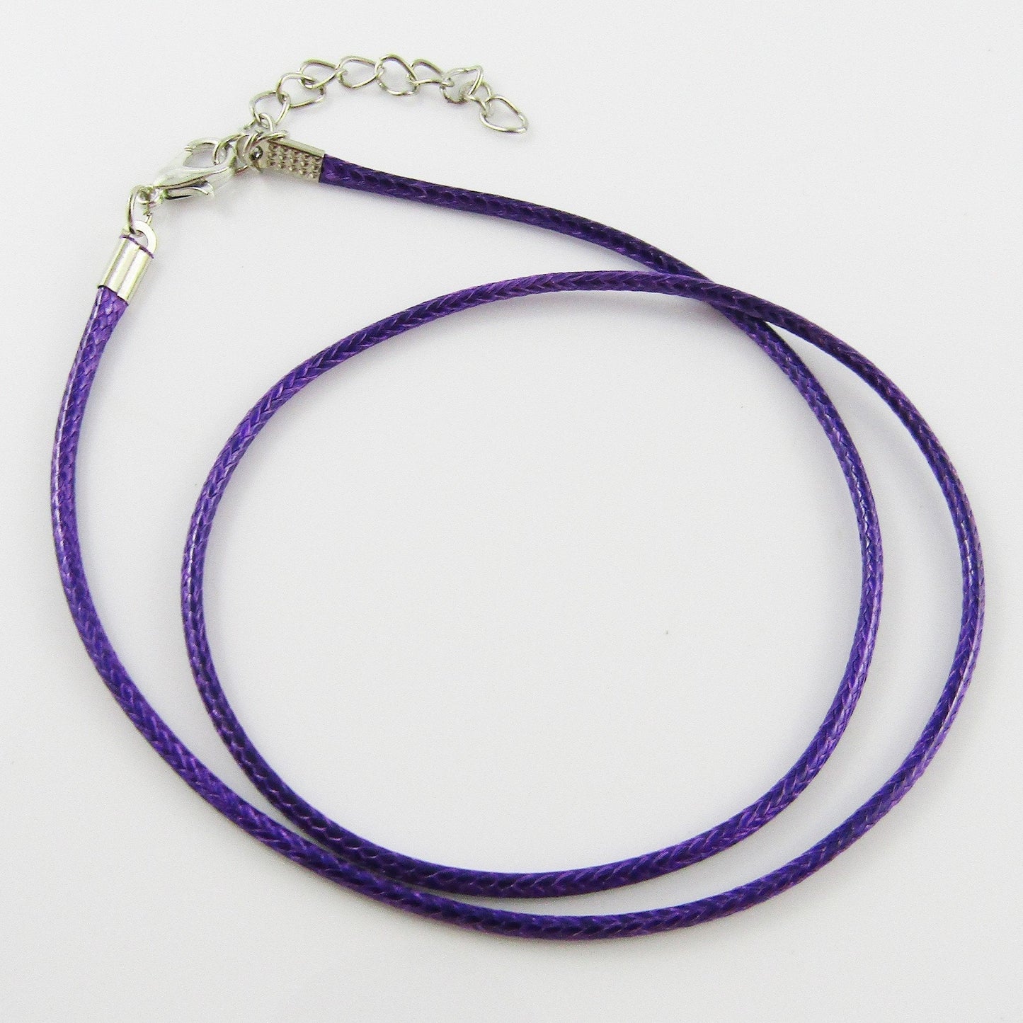 Bulk Pack 10pcs 2mm Purple Cord Necklace 44cm with 5cm Extender