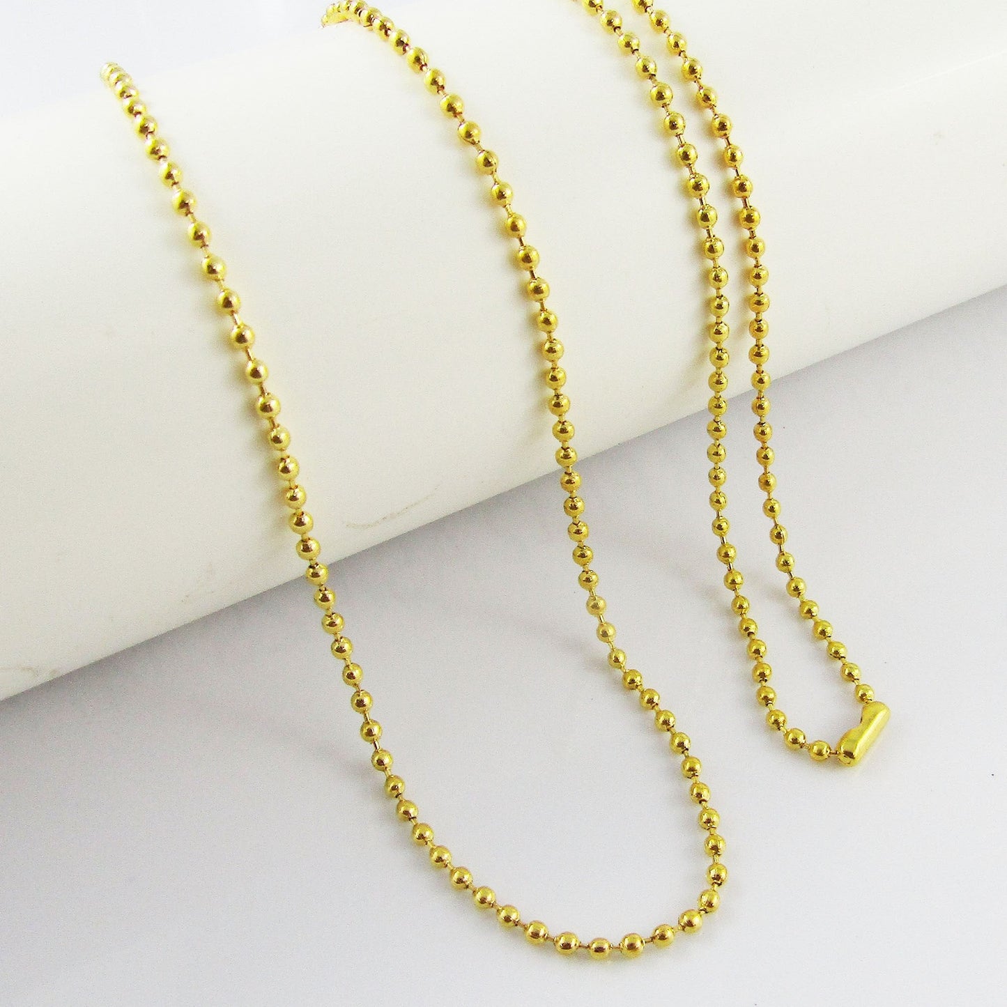 Bulk 12pcs Ball Chain Necklace 80cm Gold Plated Alloy