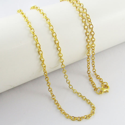Bulk 12pcs Cable Link Chain Necklace 81cm Gold Plated Alloy