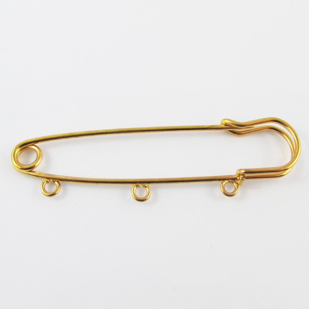 Bulk 5pk DIY 3 Loop 75mm Kilt Pin Safety Pin Brooch Choice of Gold or Silver