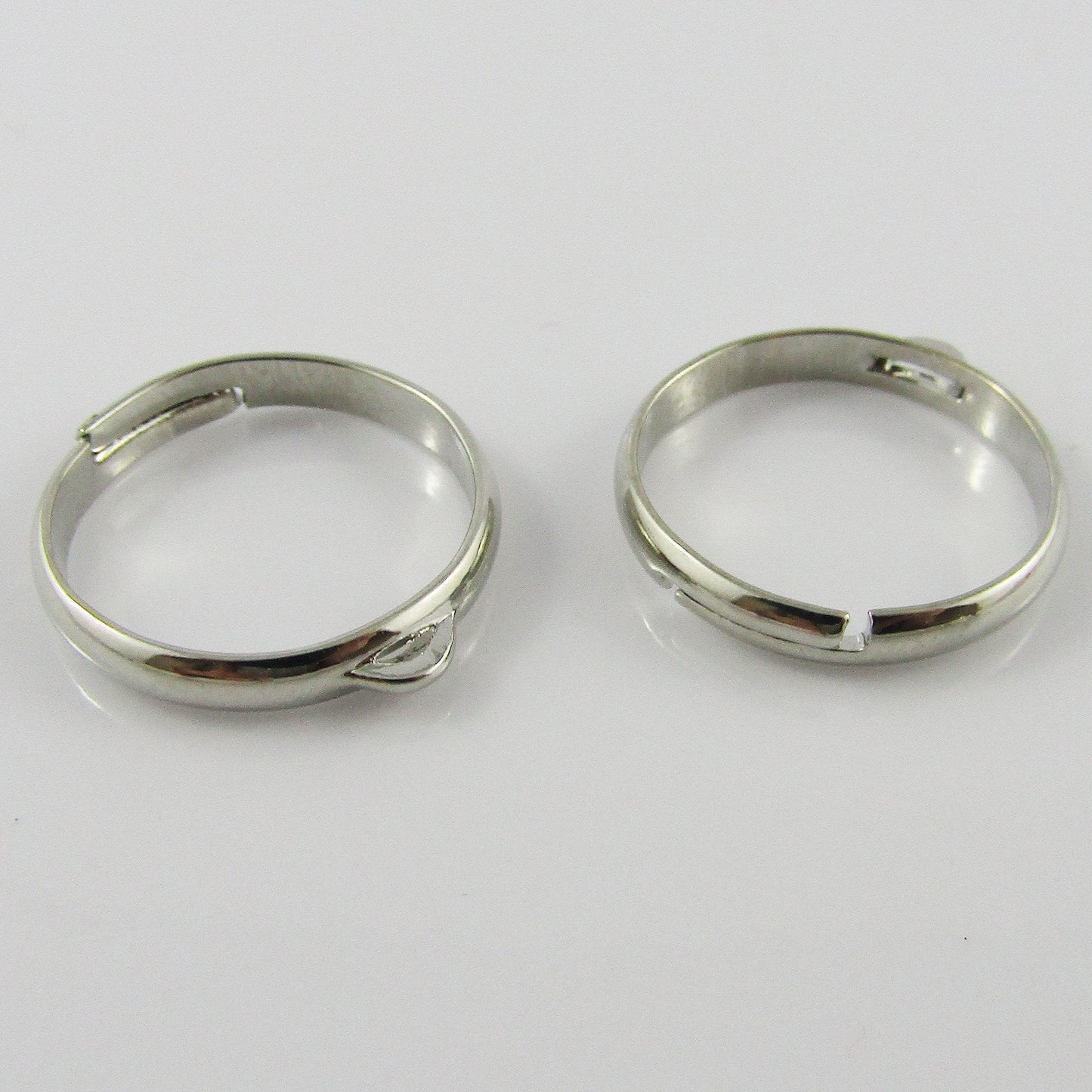 Bulk 10pce DIY Adjustable Ring Base with Charm Loop 17mm Silver