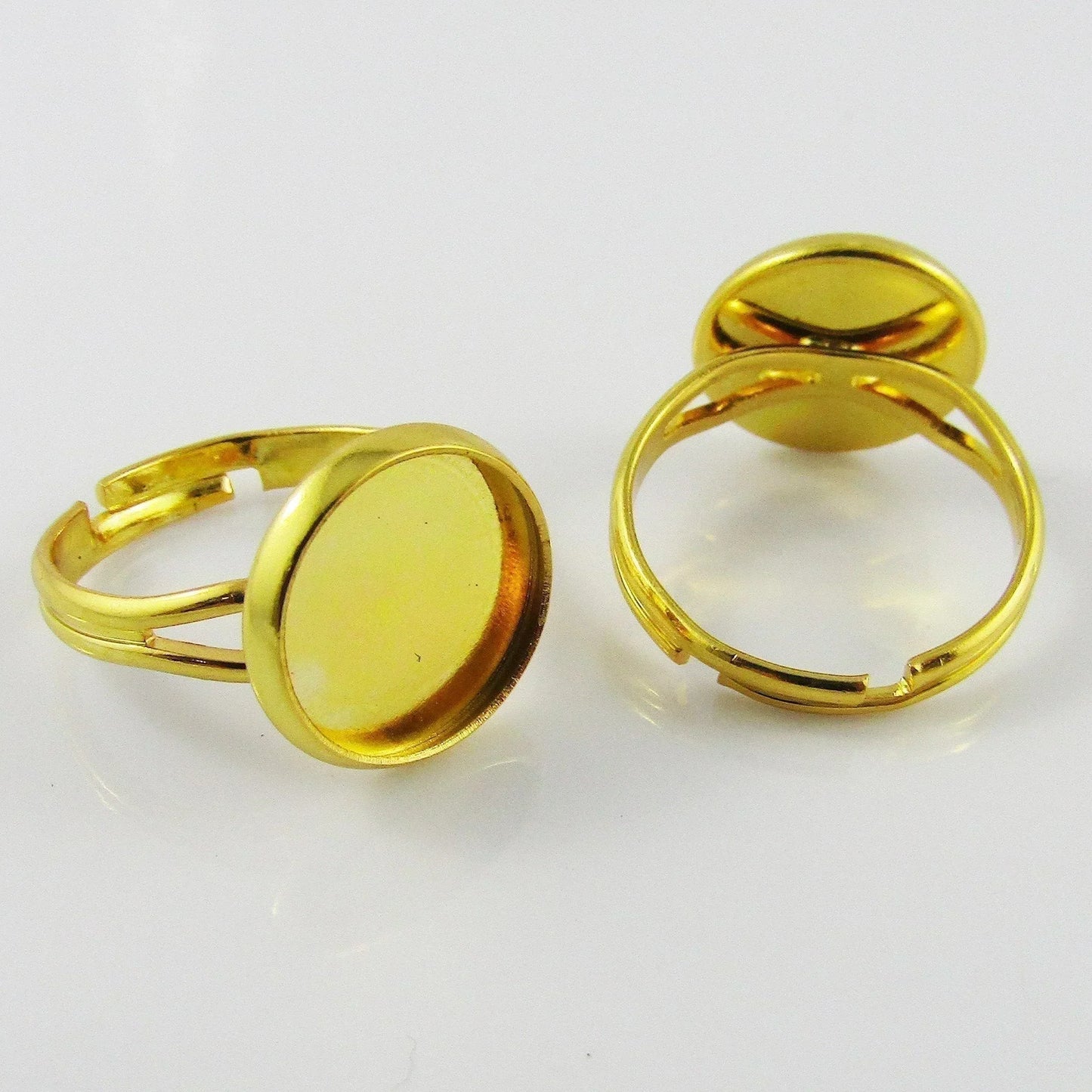 Bulk 10pce DIY Adjustable Ring Base 12mm Cabochon Setting 17mm Gold