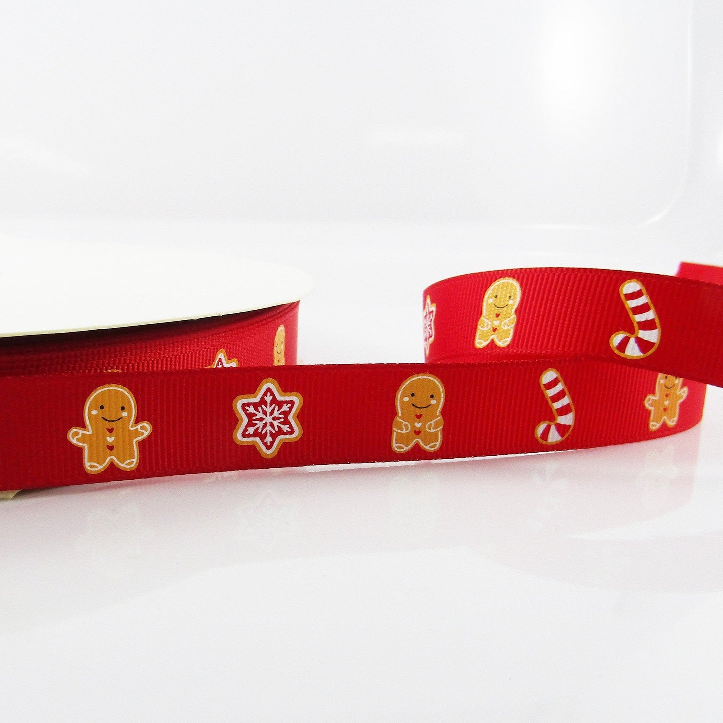 3metres Christmas Gingerbread Person Grosgrain Ribbon 16mm Green or Red