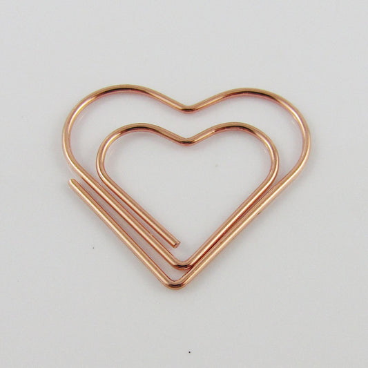 6pcs Rose Gold Love Heart Paper Clip Photo Clip 27x29mm Journal Scrapbooking etc