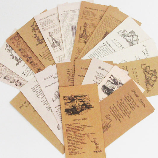 60pc Fairy Tales Retro Scrapbook Papers Cards Journal Ephemera 160x84mm