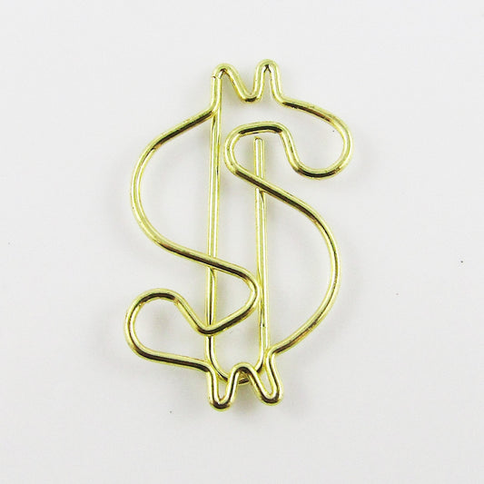 6pcs Gold Dollar Sign Paper Clip Photo Clip 29x18mm Journal Scrapbook