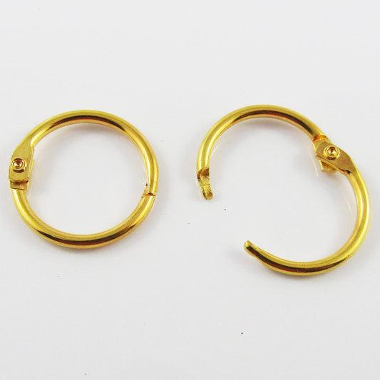 Bulk 10pcs Hinged Ring Binder Ring Iron Golden 24x3.5mm Keychain Scrapbooking