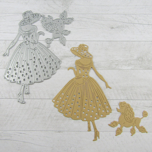 French Poodle Lady Cutting Die Carbon Steel Scrapbooking Card Making etc