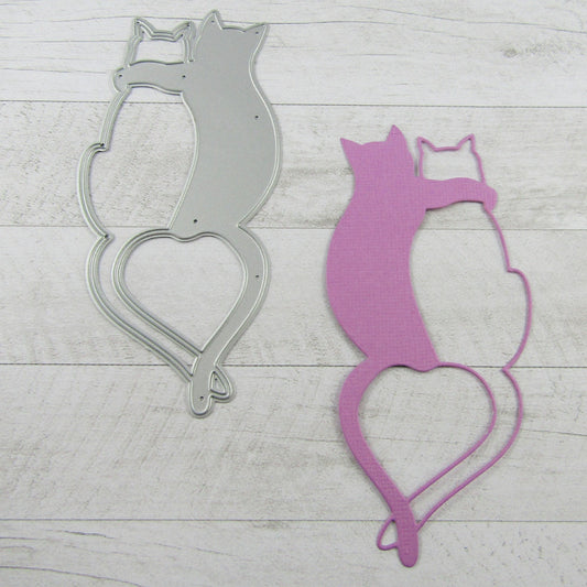 Valentine Canoodling Kitty Cat Cutting Die Carbon Steel Scrapbooking Card Making
