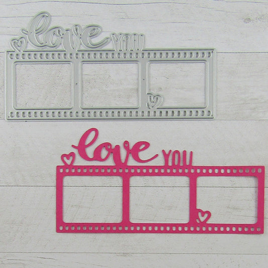 Valentine Love You Movie Frame Cutting Die Carbon Steel Scrapbooking Card Making