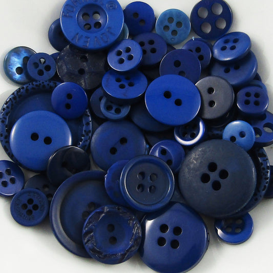 50gram Assorted Dark Blue Sewing Buttons RESIN Crafts Jewellery Junk Journal