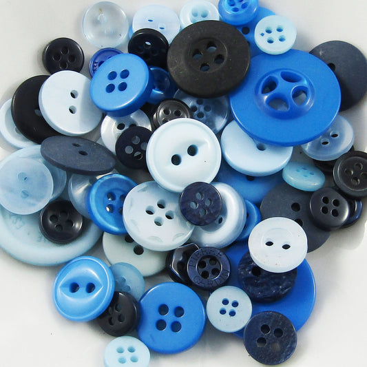 50gram Assorted Blue Tones Sewing Buttons RESIN Crafts Jewellery Junk Journal