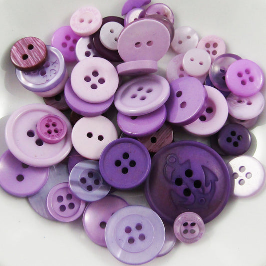 50gram Assorted Purple Tones Sewing Buttons RESIN Crafts Jewellery Junk Journal