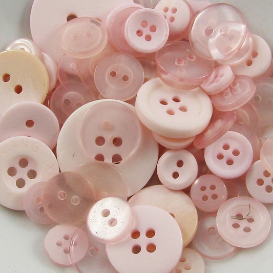 50gram Assorted Pink Sewing Buttons RESIN Crafts Jewellery Junk Journal