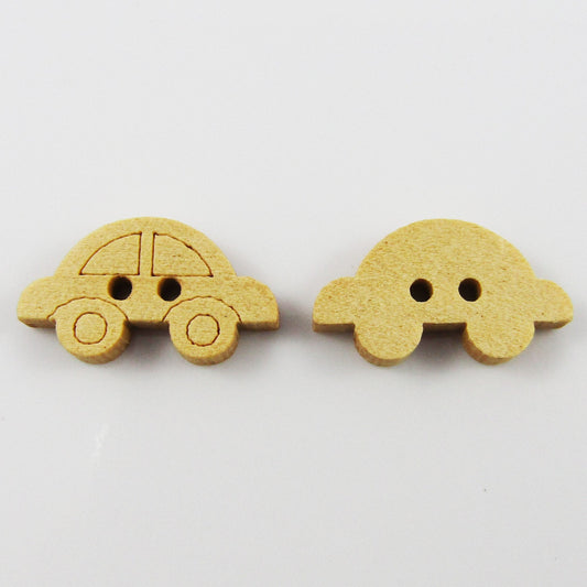 50pce Mini Car 2 Hole Wood Button 11x19mm Kids Child Sewing