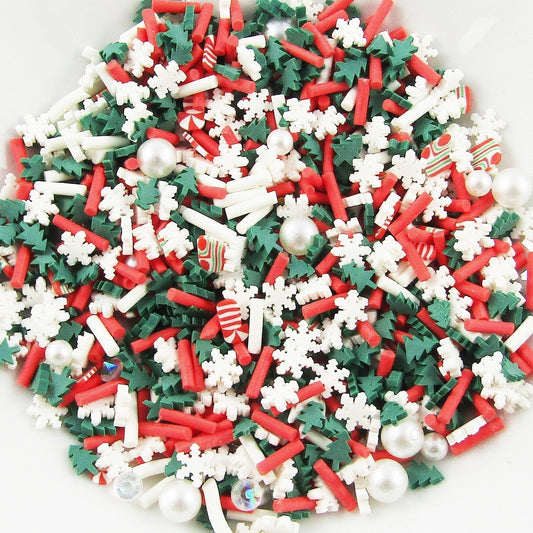 20g Confetti Sprinkles Christmas Mix Rhinestones & Pearls Resin Shaker Card