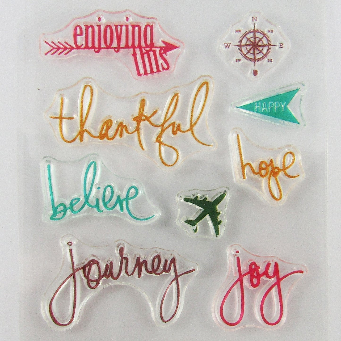 Thankful Hope Joy Message Clear MINI Stamp Silicone Rubber Card Making etc