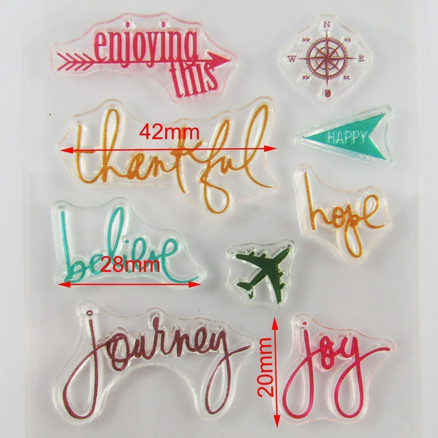 Thankful Hope Joy Message Clear MINI Stamp Silicone Rubber Card Making etc