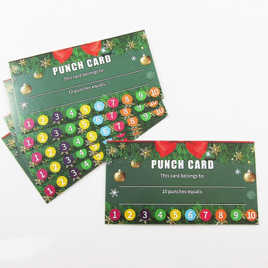 50pcs Christmas Reward Punch Card Customer Loyalty Child Behaviour Incentive