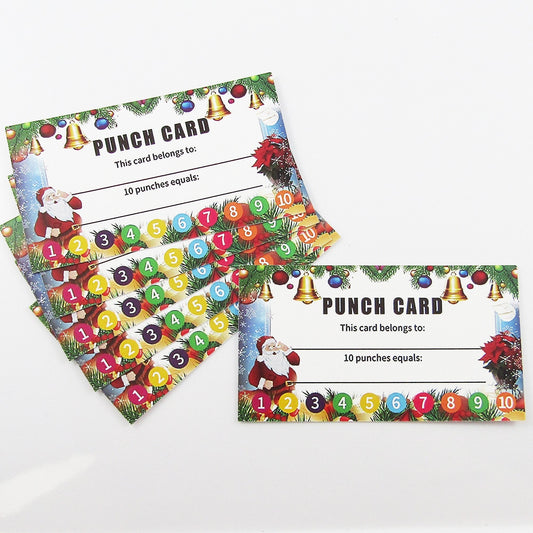 50pcs Santa Reward Punch Card Customer Loyalty Child Behaviour Incentive