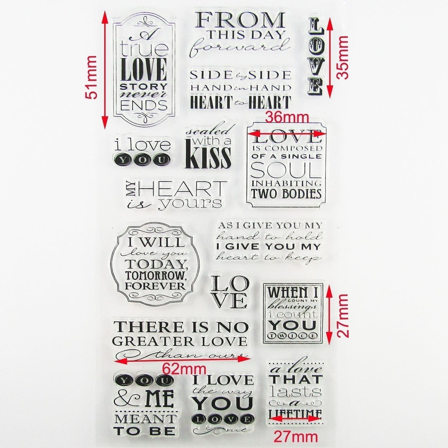 Messages of Love Clear Stamp Silicone Rubber Scrapbooking Card Making