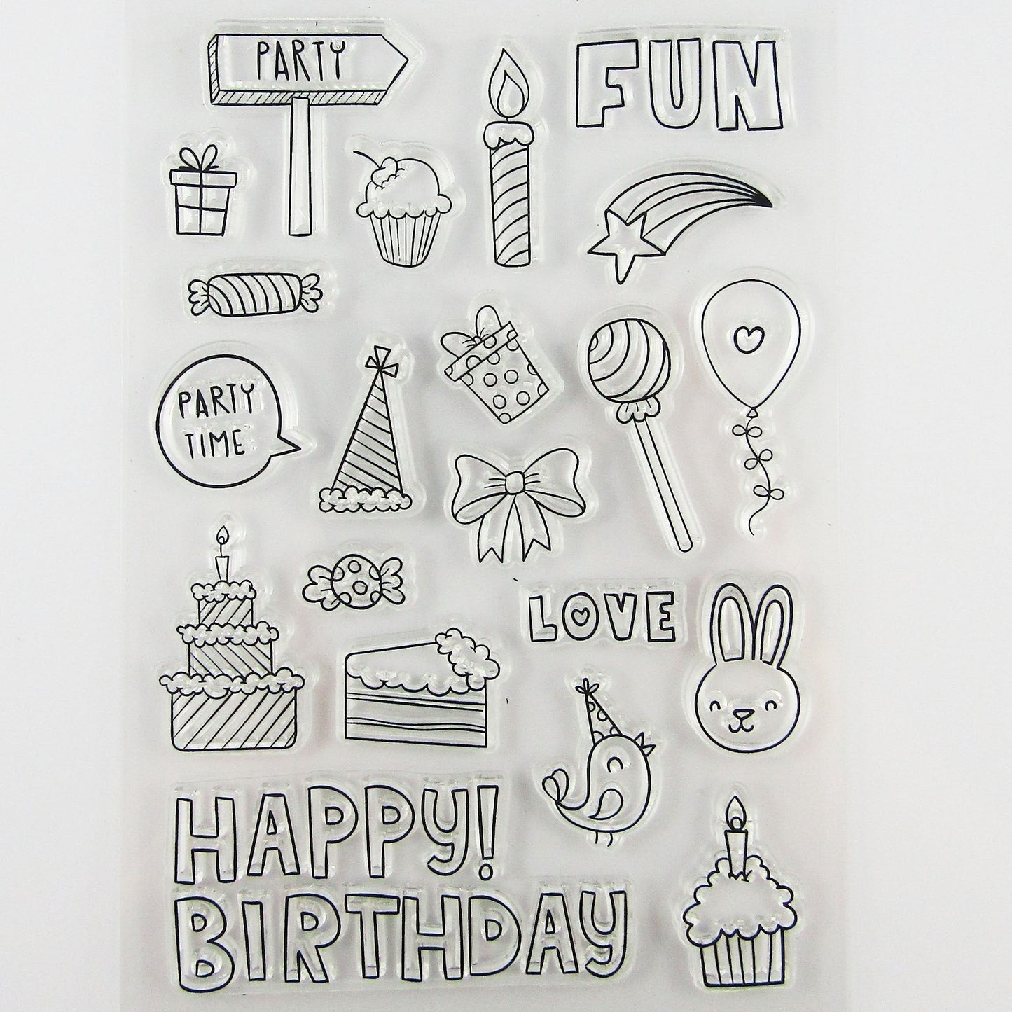 Party Fun Birthday Clear Stamp Silicone Rubber Scrapbooking Card Making
