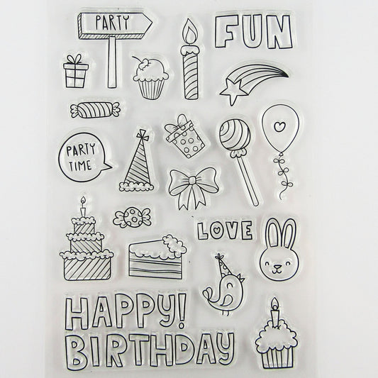 Party Fun Birthday Clear Stamp Silicone Rubber Scrapbooking Card Making