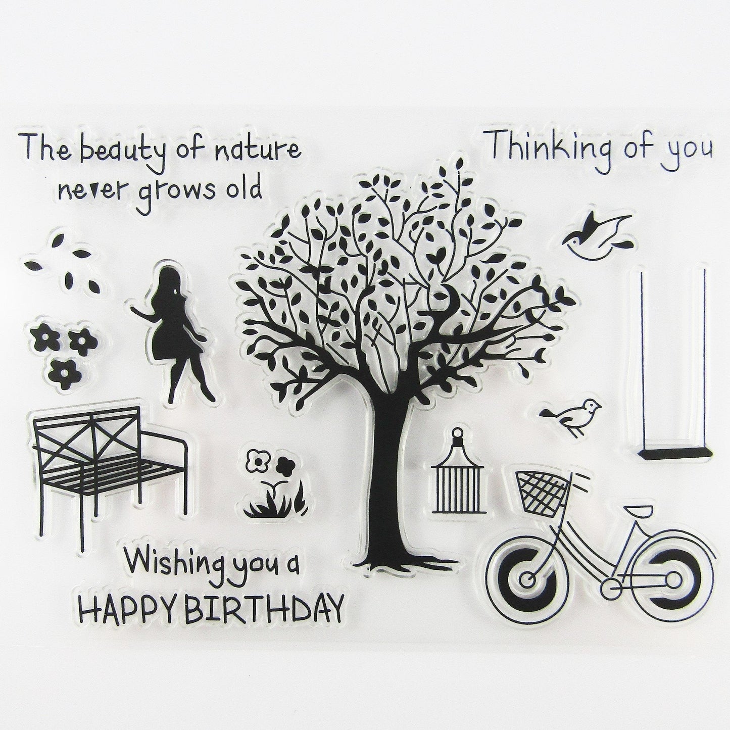 Nature Garden Birthday Clear Stamp Silicone Rubber Scrapbooking Card Making