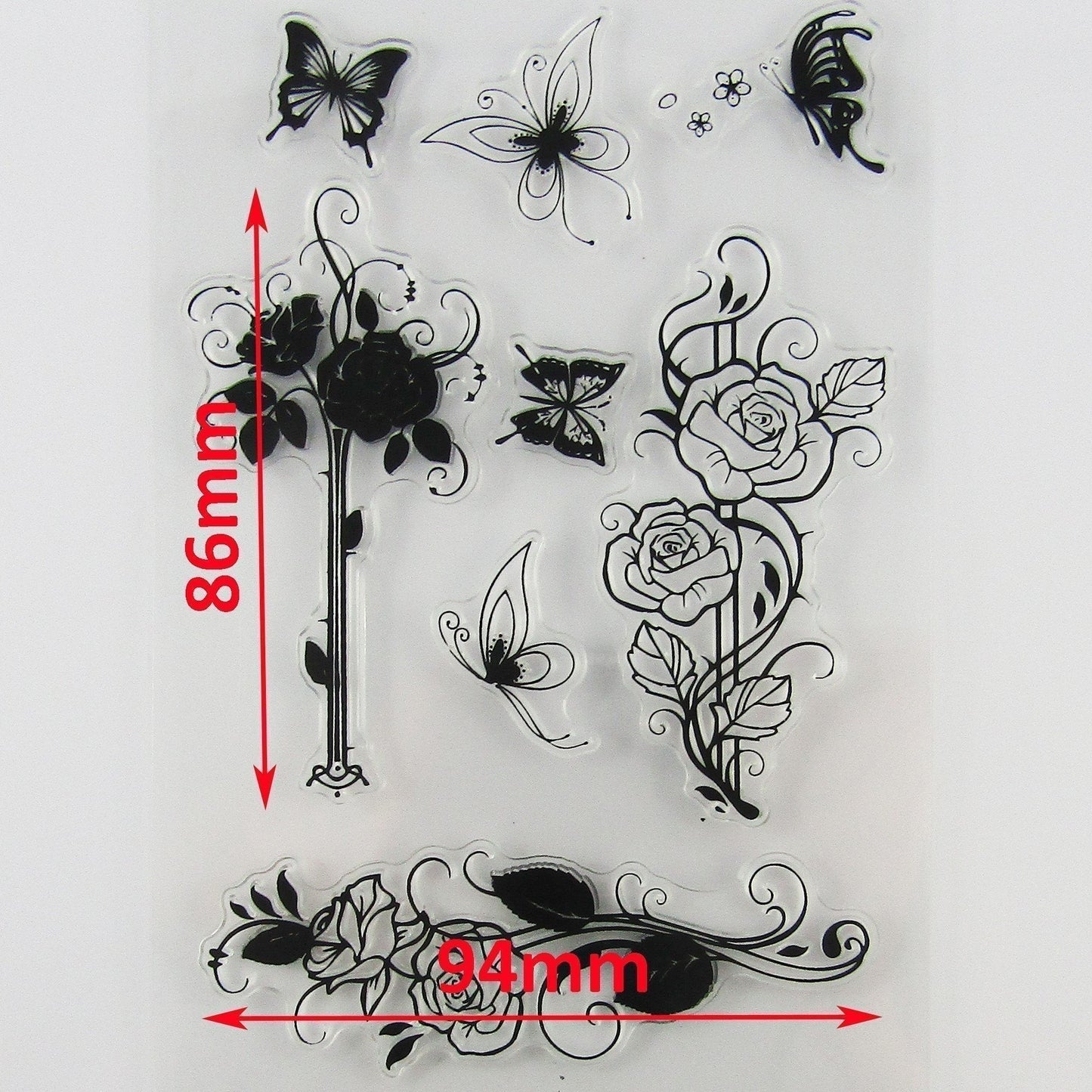 Butterflies & Roses Clear Stamp Silicone Rubber Scrapbooking Card Making