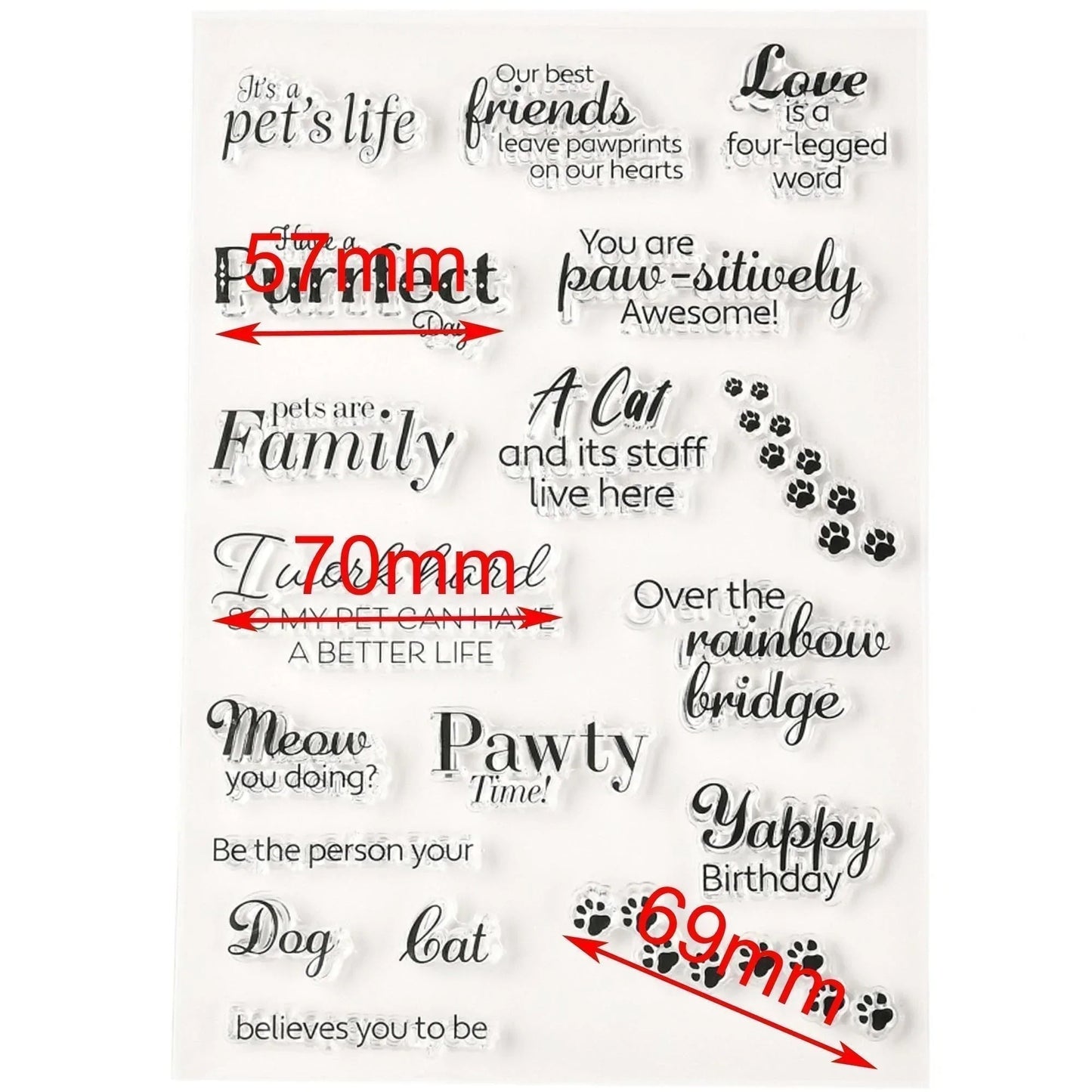 Paw Prints Pet Life Message Clear Stamp Silicone Rubber Scrapbooking Card Making