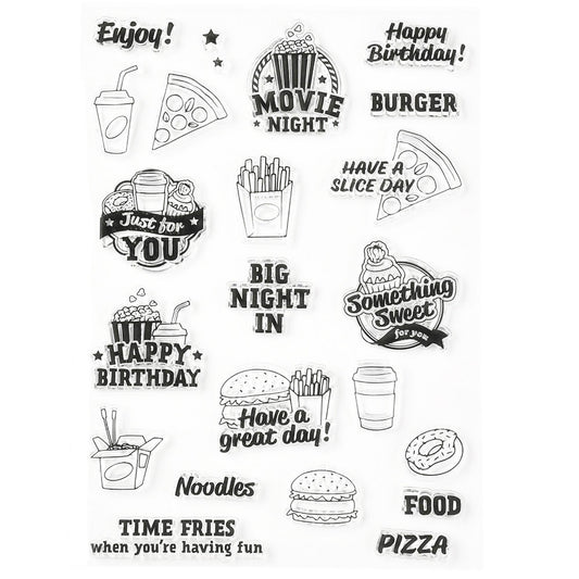 Movie Night Food Birthday Clear Stamp Silicone Rubber Scrapbooking Card Making