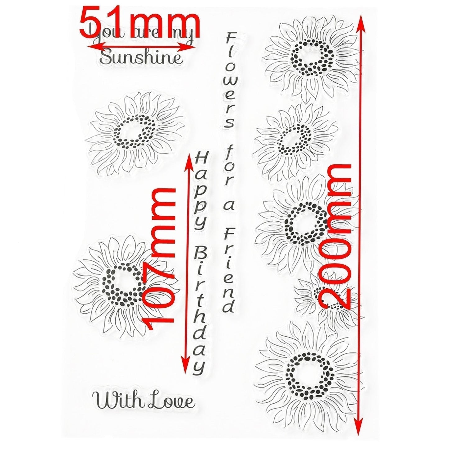 Sunflower Birthday Wishes Clear Stamp Silicone Rubber Scrapbooking Card Making
