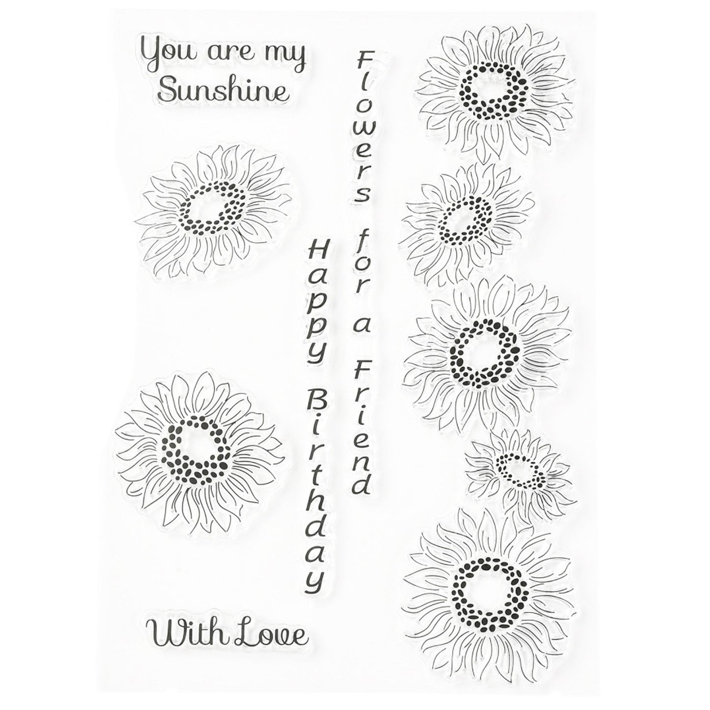 Sunflower Birthday Wishes Clear Stamp Silicone Rubber Scrapbooking Card Making