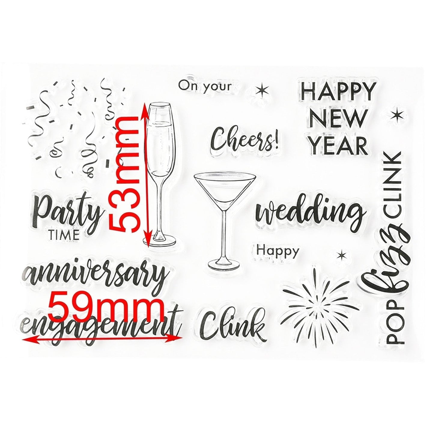 Party Time Cheers Clear Stamp Silicone Rubber Scrapbooking Card Making