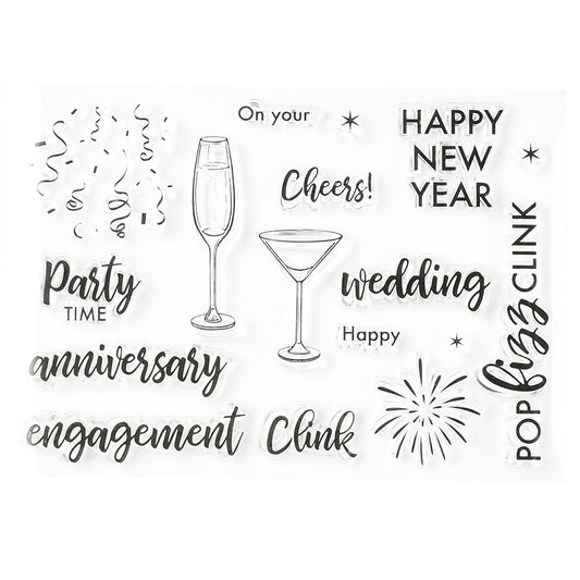 Party Time Cheers Clear Stamp Silicone Rubber Scrapbooking Card Making