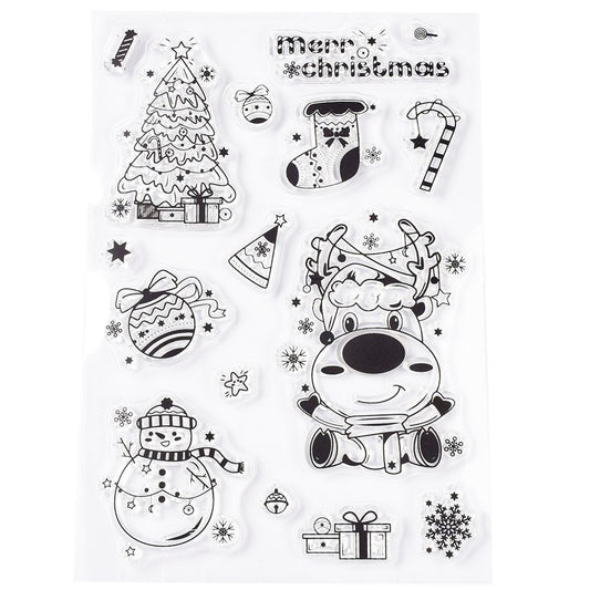 Merry Christmas Reindeer Clear Stamp Silicone Rubber Scrapbooking Card Making