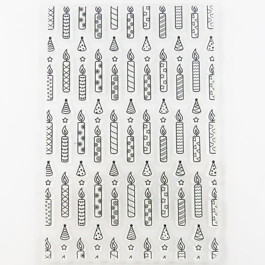 Birthday Candle Background Clear Stamp Sheet Silicone Rubber Journal Card Making