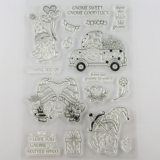 Gnome Love Clear Stamp Sheet Silicone Rubber Journal Scrapbook Card Making