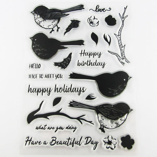 Beautiful Day Birds Clear Stamp Sheet Silicone Rubber Journal Scrapbook Cards