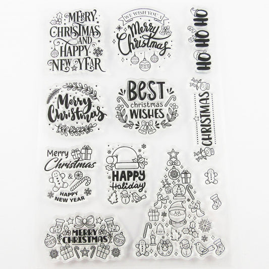 Christmas Greetings Clear Stamp Sheet Silicone Journal Scrapbook Cards