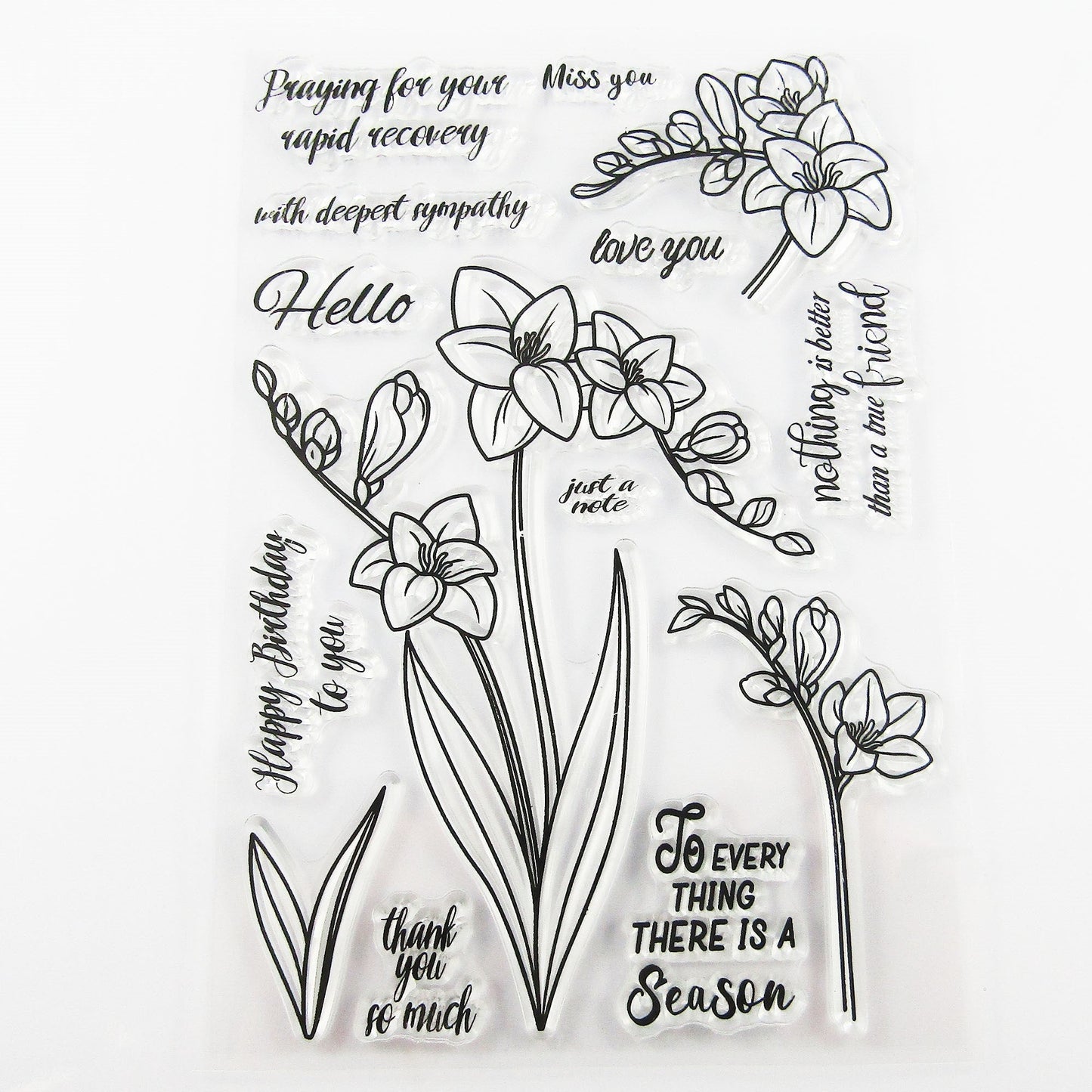Orchid Flower Messages Clear Stamp Sheet Silicone Journal Scrapbook Cards
