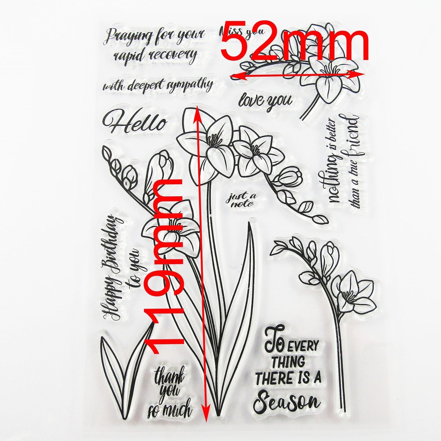 Orchid Flower Messages Clear Stamp Sheet Silicone Journal Scrapbook Cards