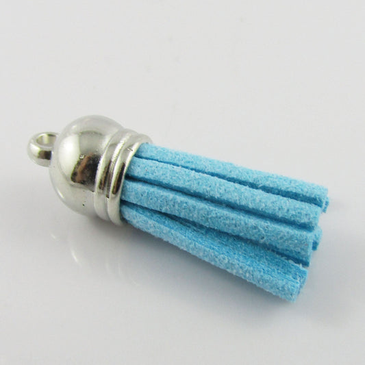 10pce Faux Suede Tassel 35-37mm CCB Acrylic Cap Cerulean Colour Accessory