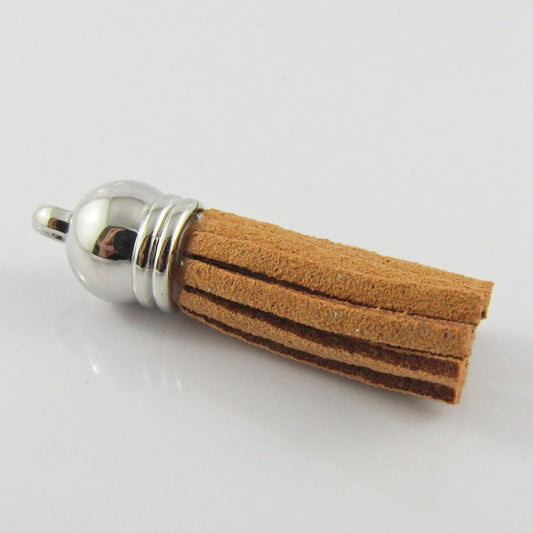 10pce Faux Suede Tassel 35-37mm CCB Acrylic Cap Peanut Colour Accessory