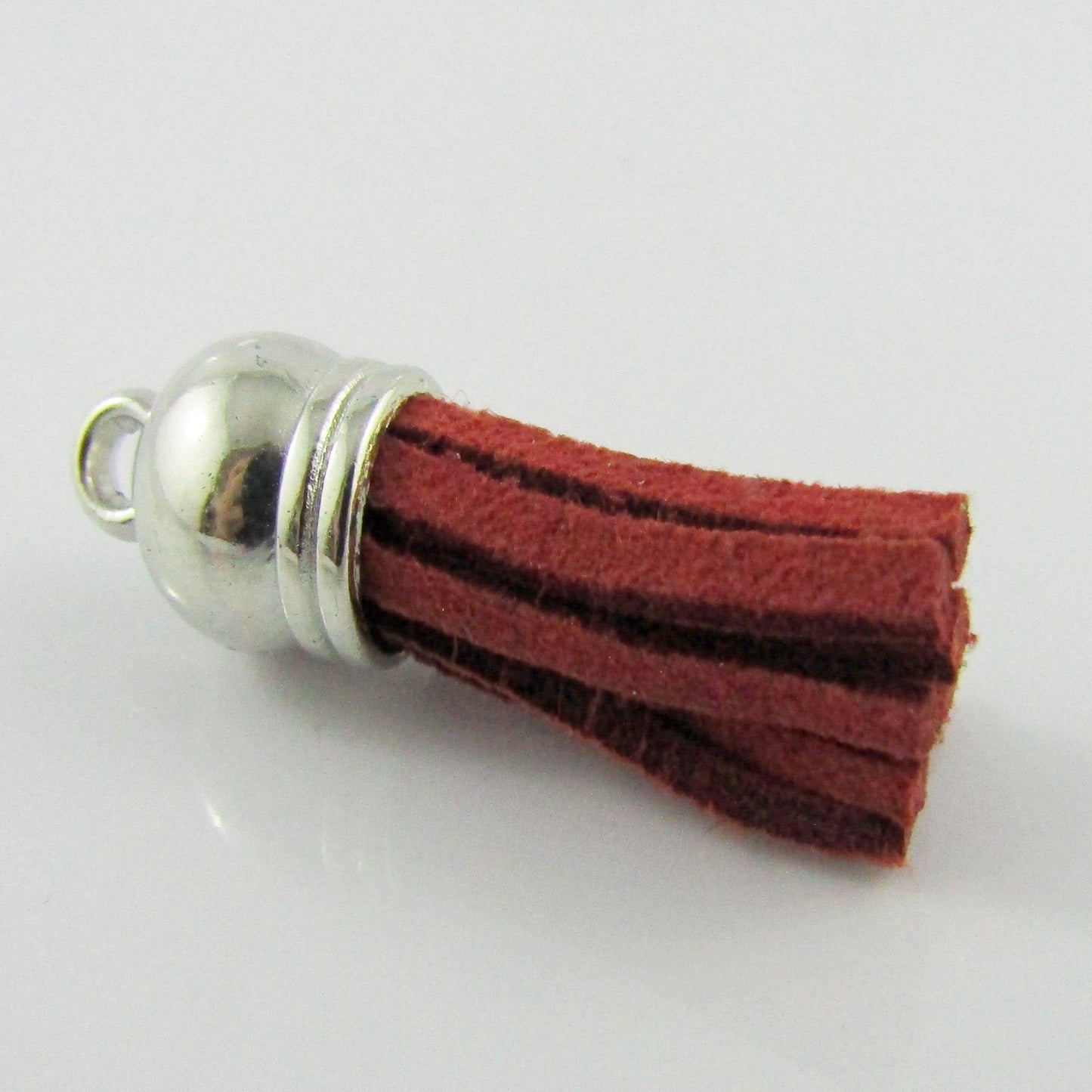 10pce Faux Suede Tassel 35-37mm CCB Acrylic Cap Rust Colour Accessory