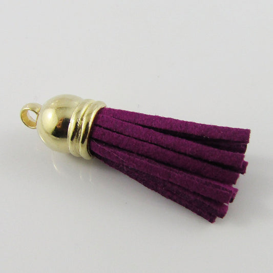 10pce Faux Suede Tassel 33-35mm CCB Acrylic Cap Boysenberry